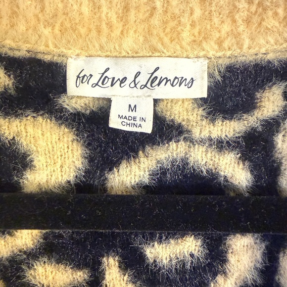 For Love & Lemons Black and Tan Leopard Print Crop Cardigan - Picture 3 of 4